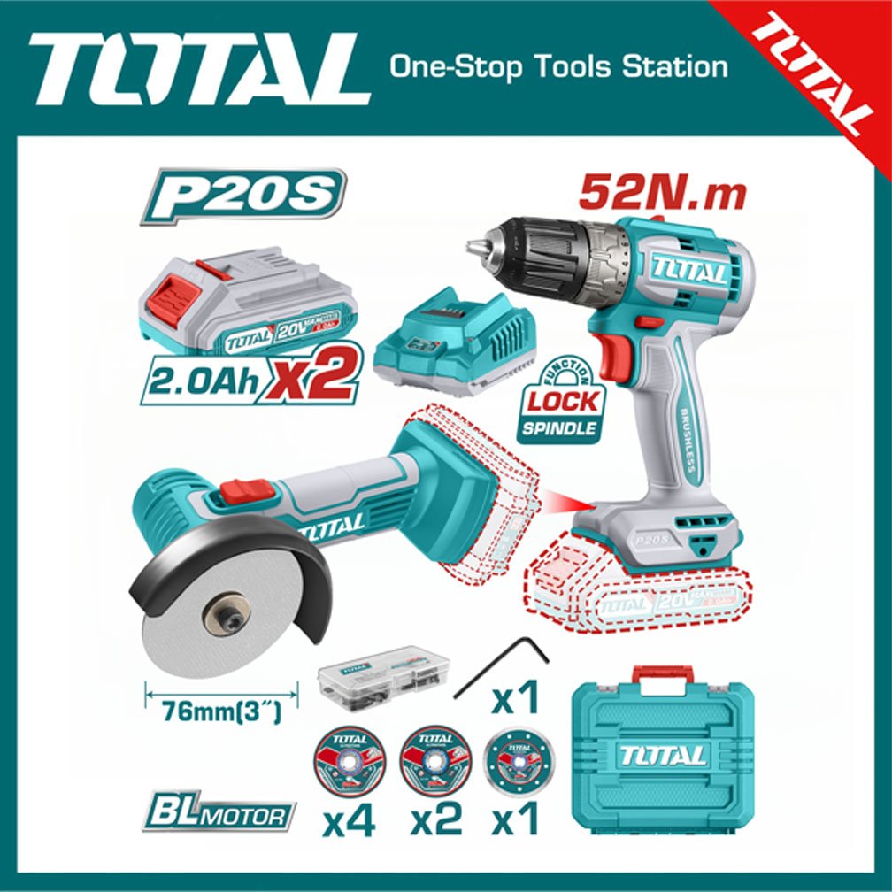 total tckli20278 cordless 2 pcs combo kit total tckli20278 cordless 2 pcs combo kit