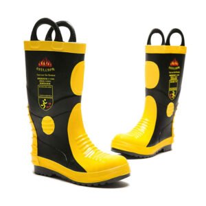 fireproof fire fighting safety boots high temperature resistant waterproof fireman footwear rubber protection with anti collision performance