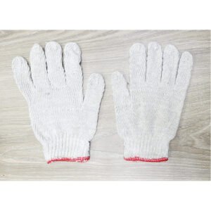 grey full fingered cotton knitted hand glove
