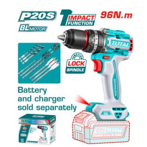total 20v compact brushless impact drill 96n.m