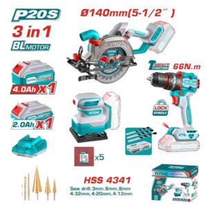 total 3pcs li ion combo tool kit