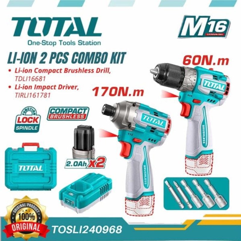 total 16v cordless brushless drill & impact driver combo total 16v cordless brushless drill & impact driver combo