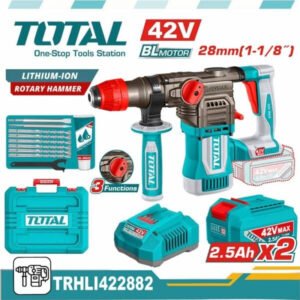 total 42v cordless brushless hammer drill 28mm