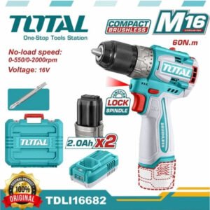 total 16v compact brushless cordless drill 60n.m