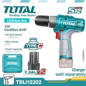 total 12v cordless drill with double battery
